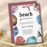 Seashell Watercolor Beach Picnic Geburtstag