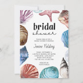 Seashell Watercolor Brautparty Einladung (Vorderseite)