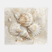 Seashell Watercolor Coastal Fleecedecke (Vorderseite (Horizontal))
