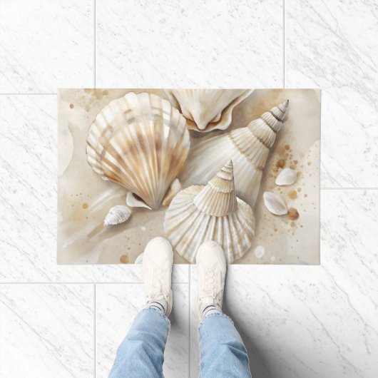 Seashell Watercolor Coastal Fußmatte (Indoor)