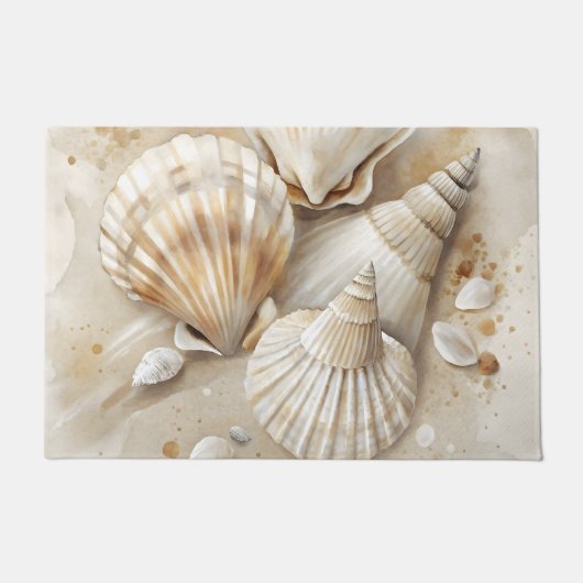 Seashell Watercolor Coastal Fußmatte (Vorderseite)