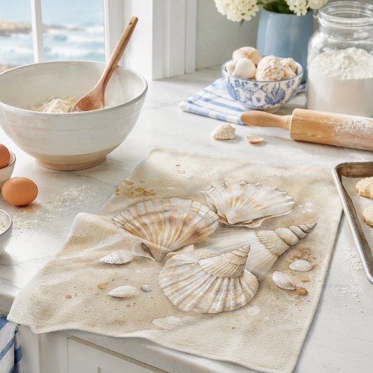 Seashell Watercolor Coastal Geschirrtuch