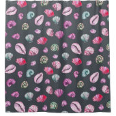 Seashell Watercolor: Dunkles blaues Muster Duschvorhang (Vorderseite)