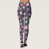Seashell Watercolor: Dunkles blaues Muster Leggings (Rückseite)