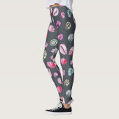 Seashell Watercolor: Dunkles blaues Muster Leggings (Links)
