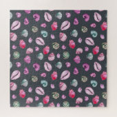 Seashell Watercolor: Dunkles blaues Muster Puzzle (Horizontal)