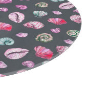 Seashell Watercolor: Dunkles blaues Muster Schneidebrett (Ecke)