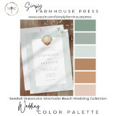 Seashell Watercolor Minimalist Beach Wedding Einladung