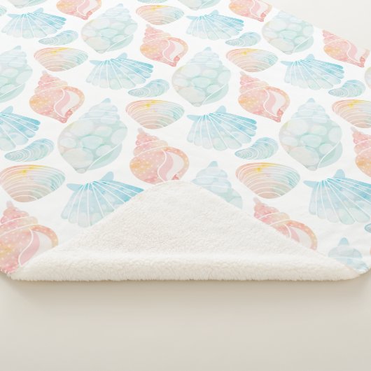 Seashell Watercolor Sherpa Blanket Sherpadecke (3/4)