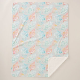 Seashell Watercolor Sherpa Blanket Sherpadecke