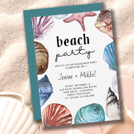 Seashell Watercolor Verlobung Beach Party Einladung
