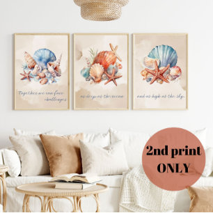 Seashell Watercolor Zitat (2 von 3 Wall Art) Poster
