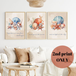 Seashell Watercolor Zitat (2 von 3 Wall Art) Poster