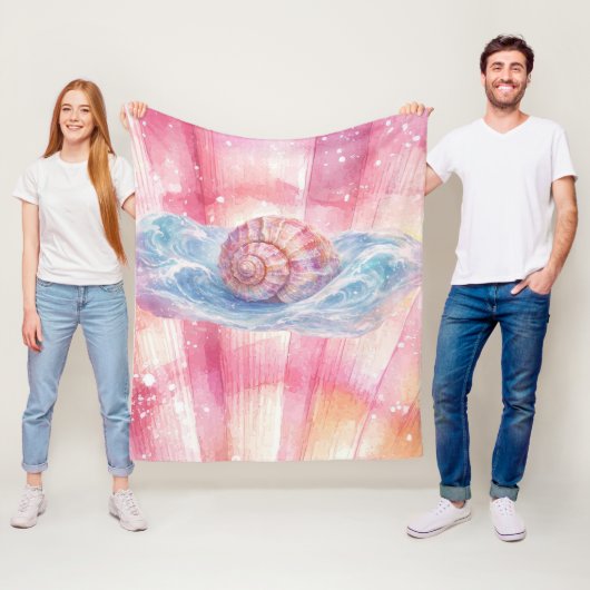 Seashell Wave Fleece Blanket – Coastal Ocean Art (Beispiel)