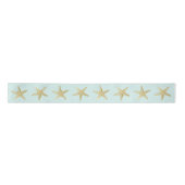 Seashell Wedding Aqua Blue Gold Starfish Satinband (Vorderseite)