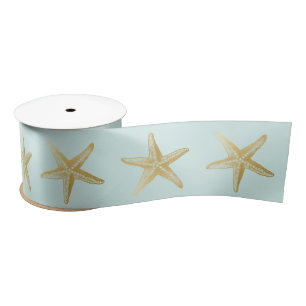 Seashell Wedding Aqua Blue Gold Starfish Satinband