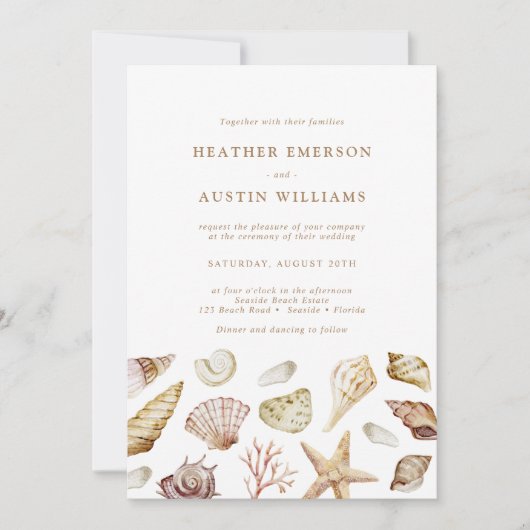 Seashell Wedding Einladung (Vorderseite)