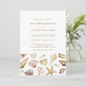 Seashell Wedding Einladung (Stehend Vorderseite)