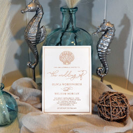 Seashell Wedding Elegante Rose Gold Folieneinladung