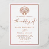 Seashell Wedding Elegante Rose Gold Folieneinladung (Vorderseite)