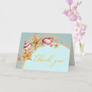 Seashell Wedding Gold Foil Dankeschön Karte