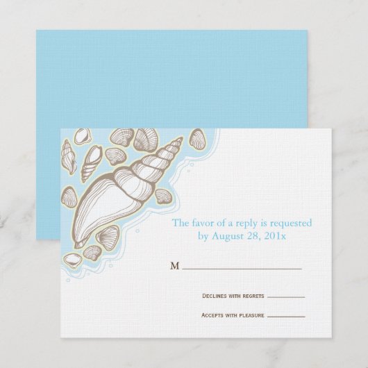 Seashell Wedding Response Card RSVP Karte (Vorne/Hinten)