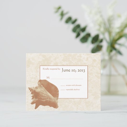 Seashell Wedding Response RSVP Karte (Stehend Vorderseite)
