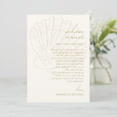 Seashell Wedding Welcome Letter Itinerary Card Einladung (Stehend Vorderseite)