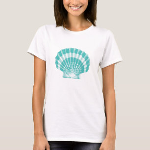 Seashell - Weiches Aqua und Weiß T-Shirt