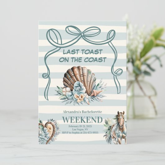 Seashell & Western Fusion Bachelorette Einladung (Stehend Vorderseite)