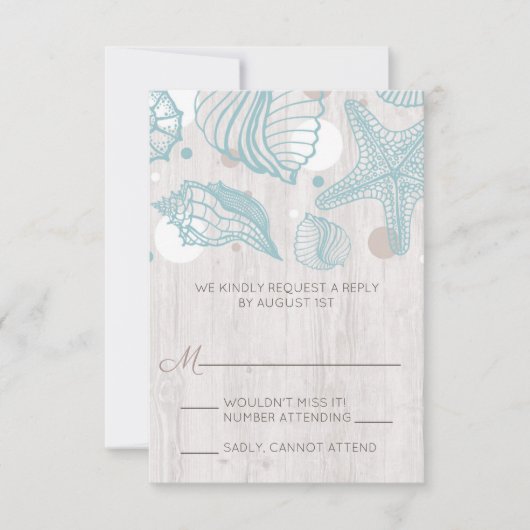 Seashell Whitewusell Wood Beach RSVP Cards Karte (Vorderseite)