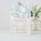 Seashell Whitewusell Wood Beach RSVP Cards Karte (Stehend Vorderseite)