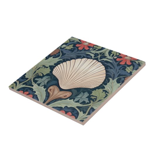 Seashell William Morris Stil Ozeanthemen Fliese (Seite)
