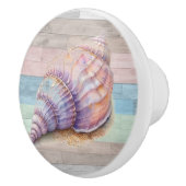 Seashell Wood Nautical Beach Muscheln Blue Peach Keramikknauf (Rechts)