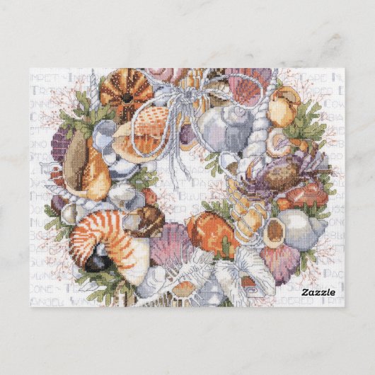 Seashell Wreath Card Postkarte (Rückseite)