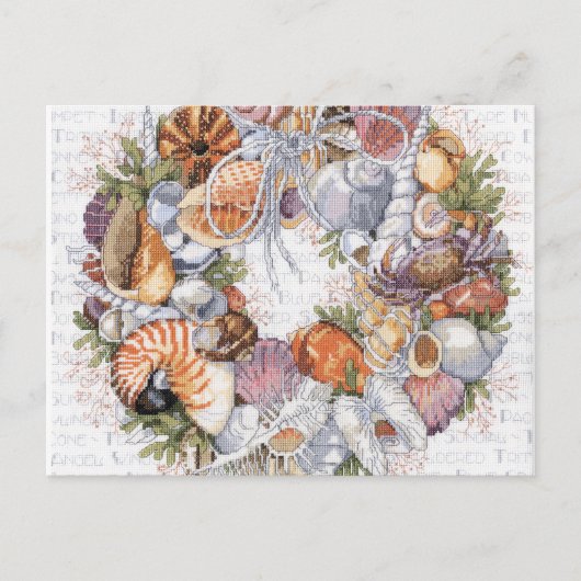 Seashell Wreath Card Postkarte (Vorderseite)
