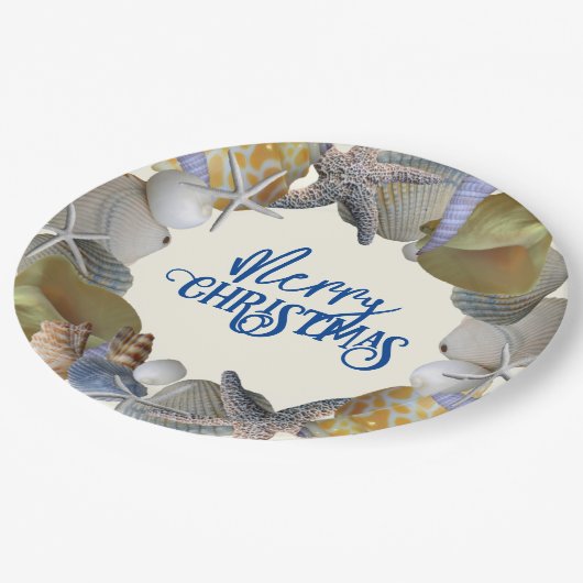 Seashell Wreath Holiday Occaise Custom Pappteller (Schrägansicht)