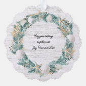 Seashell Wreath und Banner mit Foto Ornament Karte (Rückseite)