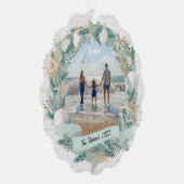 Seashell Wreath und Banner mit Foto Ornament Karte (Rechts)