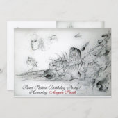 SEASHELLS 16 . GEBURTSTAG PARTY, Ruby Monogram Einladung (Vorne/Hinten)