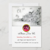 SEASHELLS 16 . GEBURTSTAG PARTY, Ruby Monogram Einladung (Rückseite)