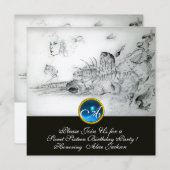 SEASHELLS 16 . GEBURTSTAG PARTY Sapphire Monogram Einladung (Vorne/Hinten)