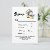 Seashells 3D Strand nautische elegante Muscheln Ma RSVP Karte (Stehend Vorderseite)