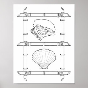 Seashells Adult Coloring Poster