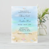 Seashells am Strand Hochzeitseinladungen Einladung (Stehend Vorderseite)