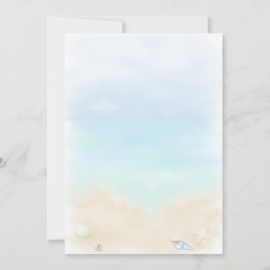 Seashells am Strand Hochzeitseinladungen Einladung (Rückseite)