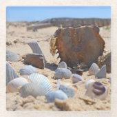 Seashells am Strand von Shirley Taylor Glasuntersetzer (Vorderseite)