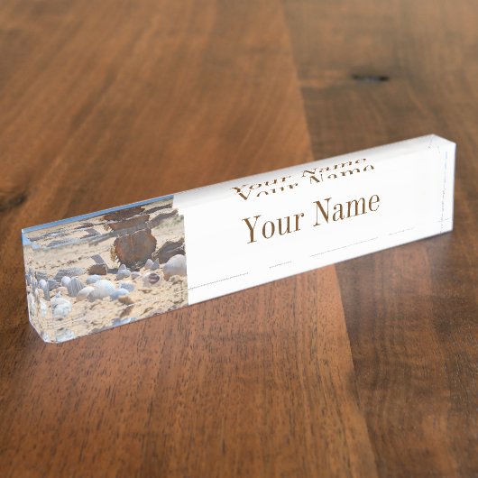 Seashells am Strand von Shirley Taylor Namensplakette (Seite)