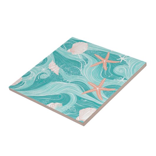 Seashells and Ocean Waves Pattern (13) Fliese (Seite)