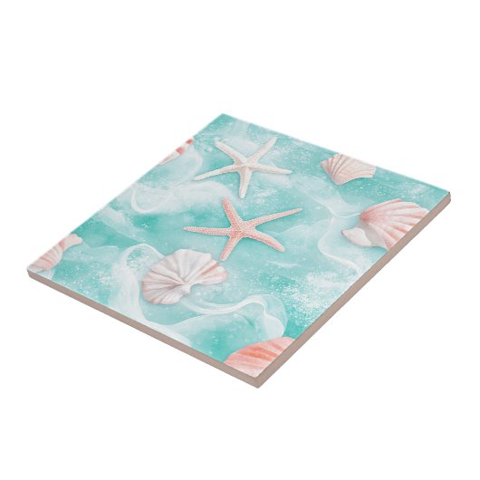 Seashells and Ocean Waves Pattern (1) Fliese (Seite)